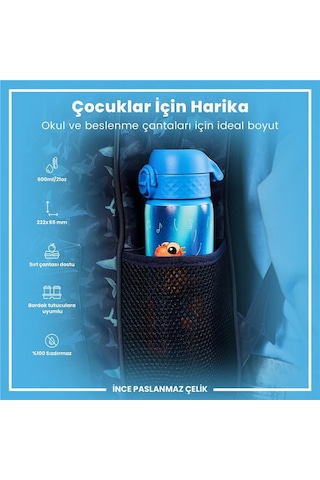 Ion8 - Paslanmaz Çelik İnce Suluk - Şarkıcı Dinozor - 600 Ml - Sızdırmaz Çok Renkli