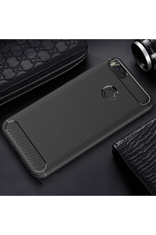 Xiaomi Mi 5X Dark Ultra Koruma Karbon Fiber Doku Silikon Kilif 279048454 - Renk / Kirmizi