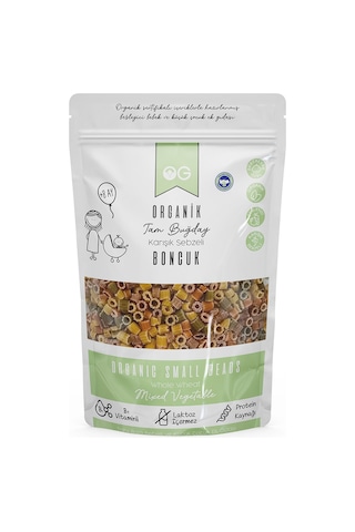 OG natural Organik Karışık Sebzeli Tam Buğday Boncuk Makarna 200 Gr +7 Ay