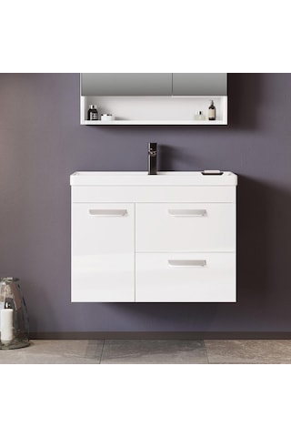 Orka Nova 80 Cm Mdf Beyaz Banyo Dolabı Takımı Beyaz