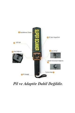 Super Scanner El Tipi Metal Üst Arama Dedektörü