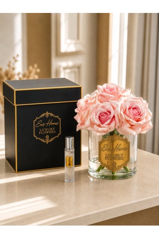 Rosemira Altı Güllü Parfümlü Dekoratif Çiçek Pembe-7551 Gül - Meyve