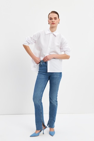 Stella Pulvis Beyaz Çift Yaka Detaylı Oxford Gömlek Beyaz