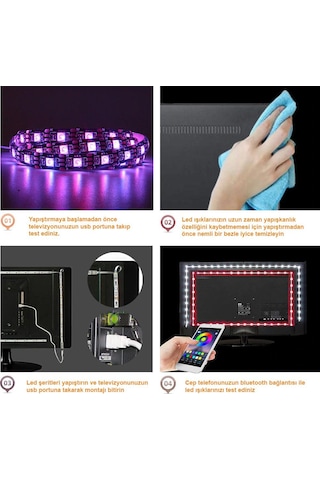 Exeo Tv Arkası Bluetooth Rgb Usb Şerit Led Silikonlu 5 Mt