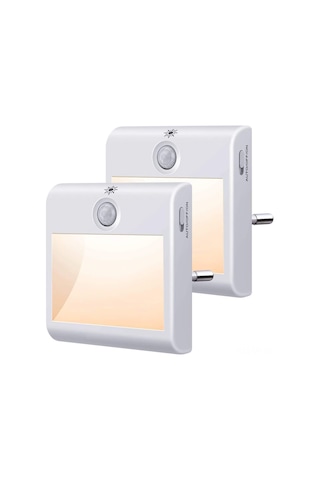 Vkemall 2 Adet Led Hareket Sensörlü Gece Lambası - Koridor, Merdiven Ve Zemin Işığı - Otomatik Tetiklemeli, Göz Korumalı Ve Enerji Tasarruflu Avrupa Standartı Beyaz