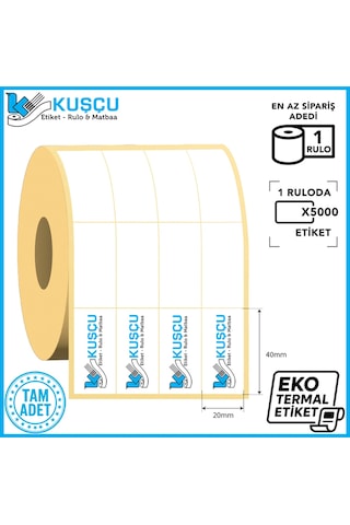 40x20 4'lü Eko Termal Etiket 4000'lik 1 Adet Diğer