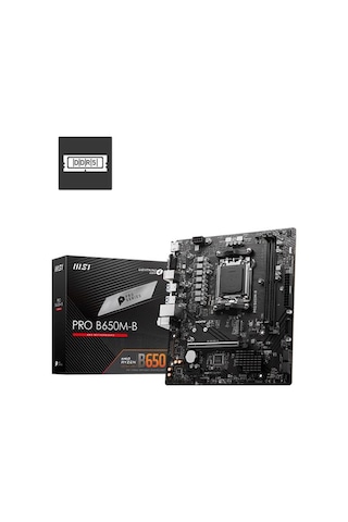 Msı Pro B650m-b Ddr5 6800mhz 1xvga 1xhdmı 1xm.2 Usb 3.2 Matx Am5 Amd Am5 9000/8000/7000 Serileri İle Uyumlu