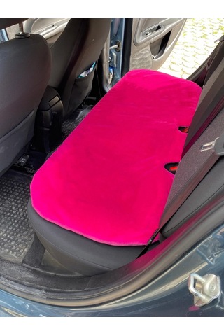 Yumuşak Tüylü Peluş Serme Oto Koltuk Koruyucu Minder Arka Fuşya Pembe
