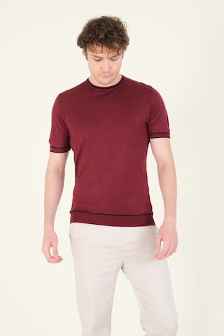Giyim Dünyası Erkek Sıfır Yaka Biyeli Merserize T-shirt Bordo 001