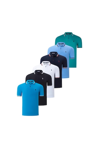 Altılı Set T8594 Dewberry Erkek T-shırt-siyah-beyaz-lacivert-koyu Mavi-yeşil-açık Mavi Siyah-beyaz-lacivert-koyu Mavi-yeşil-açık Mavi