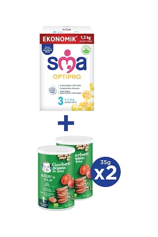 Sma Optıpro 3 Devam Sütü 1.2kg 2x600g + Gerber Organıc Buğday, Yulaf, Dom., Hav., Soğ. Atıştırmalık 2x35g