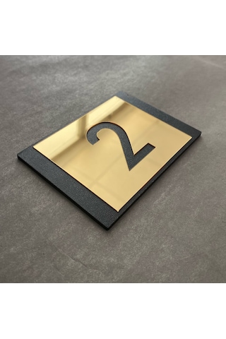 Lux Gold Aynalı Mdf Serisi İç Mekan Apartman Daire Kapı Numarası