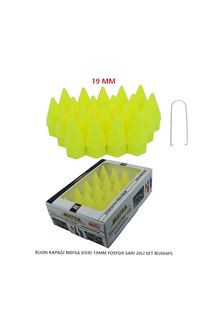 Bijon Kapağı Sivri 19 Mm Fosfor Sarı 20 Li Set
