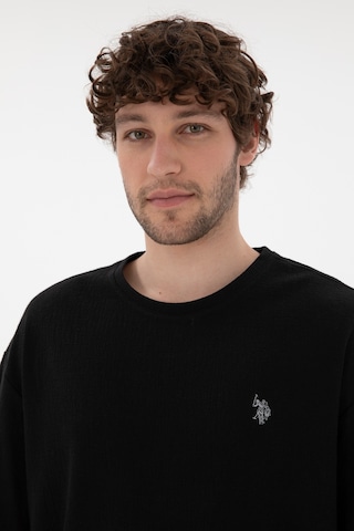 U.S. Polo Assn. Erkek Comfort Fit Bisiklet Yaka Siyah Jakarlı İnterlok Tişört 50308448-VR046