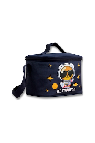 Ümit Çanta 5046 Isı Yalıtımlı Erkek Çocuk Astronot Ayıcık Baskılı, Lacivert Beyaz Renkli Beslenme Çantası Beyaz - Lacivert