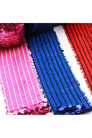 Zp000875 9 Satır Elastik Pullu Dantel Dokuma Dıy Giyim Aksesuarları, Uzunluk: 5m, Genişlik: 7.5cm Üç Renkli
