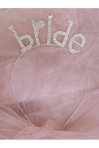 Bride Metal Kristal Taşlı Taç Bekarlığa Veda Nedime Tacı Çok Renkli