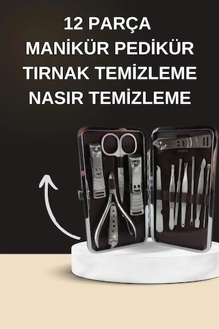 Mey İthalat Elektrikli Manikür Pedikür Seti İkili Set 12 Parça Tırnak Bakımı Törpü Protez Çıkarma