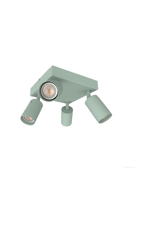 Mylights 4 Lü Dörtlü Hareketli Başlık Mint Yeşili Metal Gövde Gu10 Led Hareketli Tavan Spot Avize Yeşil
