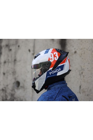 Twister 93 Beyaz-mavi-turuncu Kask C2 Beyaz
