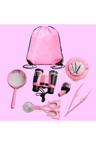 Samdoo Çocuklar İçin Dışarıda Keşif Seti: Büyüteç, Teleskop, Pusula, İshık Eğitici 8 Parça Pembe Obt31002