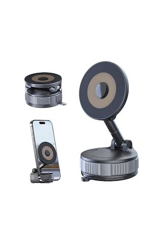 Geeksen 2025 Güncellenmiş N52 Mıknatıslı Araç Telefon Tutucu - Vakum Emici, 360 Dönebilen, Isı Dayanıklı, Evrensel Uyumlu