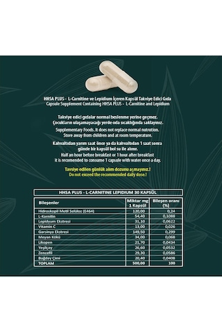 Hhs A Plus+ L-carnitine Lepidium İçeren Kapsülü 30 Kapsül X 2 Kutu