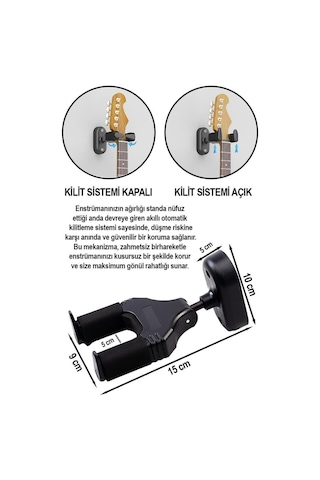 Lastvoice Gpr-654 Yüksek Kalite Otomatik Kilitli Gitar Duvar Askısı Standı Aparatı