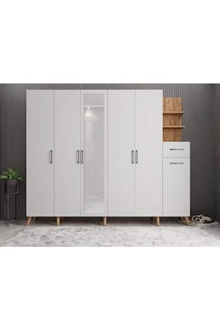 Açelya Portmanto Vestiyer Çam Beyaz  M7 270 cm