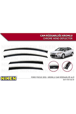 Niken Ford Focus 3-3.5 2012-2018 Kromlu Cam Rüzgarlığı 4 Lü