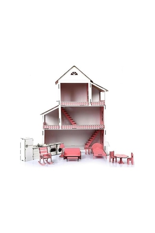 Ahşap Çocuk Oyun Evi 60 CM Mobilyalı