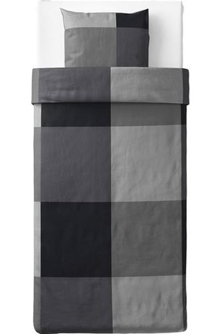 Tek Kişilik Nevresim Takımı, Siyah 150x200 Cm %100 Pamuk Siyah Kare Çizgi