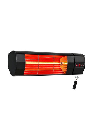 Tr Halogen Black Pro 2000w Elektrikli Halojen Infrared Dış Mekan Isıtıcı, 5 Kademeli Uzaktan Kumandalı, Siyah Alü