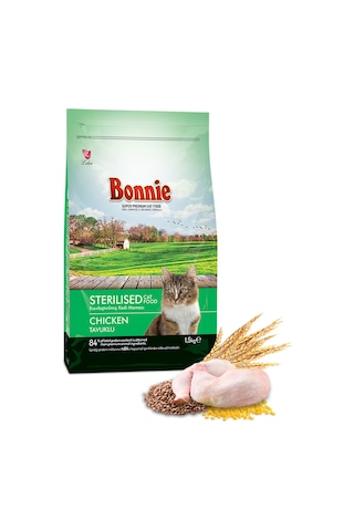 Bonnie Kısırlaştırılmış Tavuklu Yetişkin Kedi Maması 1500 G
