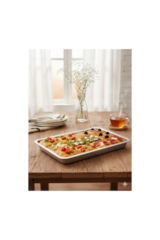 Paslanmaz Çelik No:3 Küvet Meze Ve Servis Tepsisi 3,4 Litre 26cm X 38cm X 4.3cm 6 Adet Gümüş