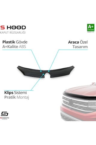 S-dizayn Renault Megane 3 Abs Plastik Kaput Rüzgarlığı 2009-2016 A+kalite