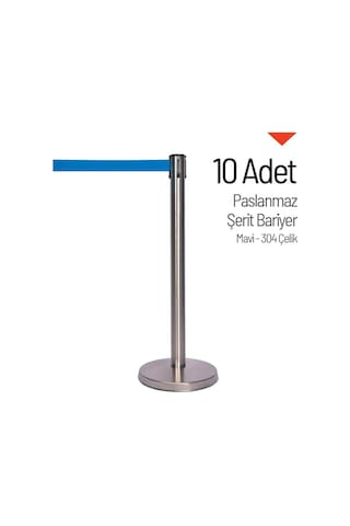 İleri Trafik 10'lu Paslanmaz Şerit Bariyer - 304 Çelik-3333 - Mavi Şerit