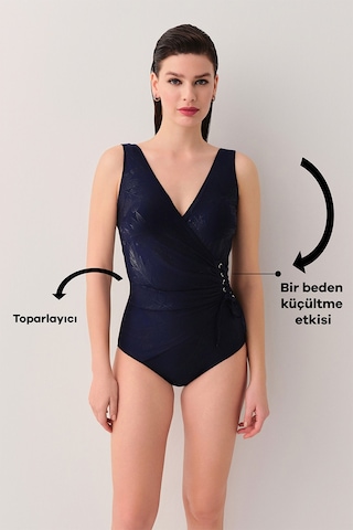 Suwen Daphne Korseli Toparlayıcı Kuşgözlü Mayo Sb2583513811381 Lacivert