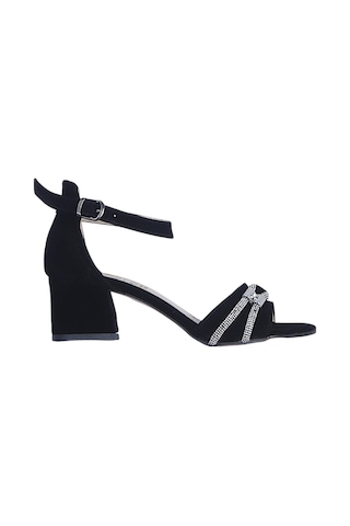 Ayakcenter Byn Ayışığı By22 Siyah Süet Kadın 6cm Topuklu Sandalet Sıyah