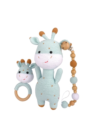 Amigurumi Zürafa Kapi Set - Mavi - Anatoya