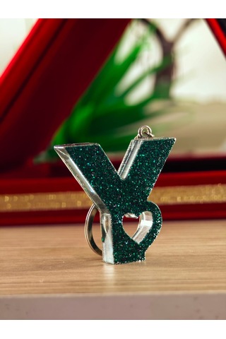 Harfli Anahtarlık Epoksi Kişiye Özel Yapım El Yapımı Harf Anahtarlık Kalp Model Özel Tasarım Hediyelik Ürün Kalp Desenli Simli Anahtarlık Bordo