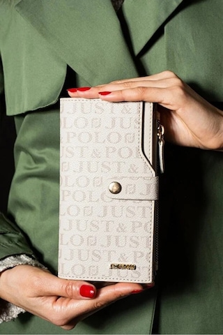 Just Polo Kadın 20 Kart Bölmeli Fermuarlı Ve Kapaklı Cüzdan Shopper Gri
