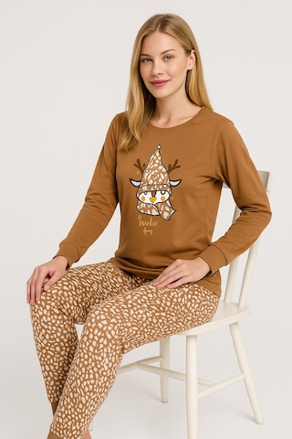 Mutlu City Kadın Yumuşak Doku Termal Pijama Takımı 42050 Hardal Sarısı