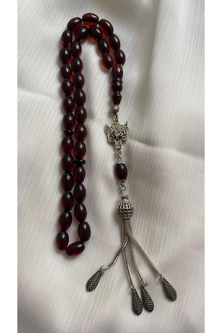 İlknur Doğal Taş Evi Kurt Püsküllü Ateş Kehribar Tesbih