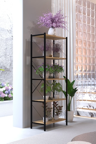 Lavanta 5 Katlı Metal Çiçeklik Saksılık Standı 150 Cm Dekoratif Bitki Rafı Balkon Salon Bahçe Çiçek Standı Atlantik Çam