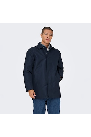 Only&sons Hall Coat Erkek Lacivert Klasik Yaka Kaban Lacivert