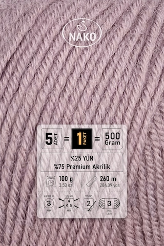 Süper İnci - 10155 Üzüm Suyu - 5'li Paket - 100gr/260m - El Örgü İpi - Atkı Yelek Kazak İpi