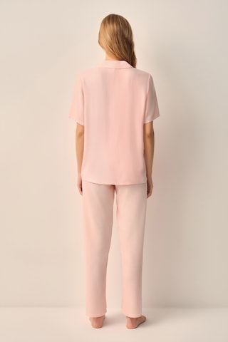 Suwen Stripe Gömlek Yaka Pijama Takımı Sh26539660b919 Pembe