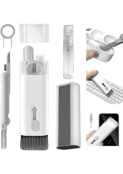 Rever 7in1 Çok Amaçlı Temizlik Kiti Telefon, Ekran, Laptop, Klavye, Telefon, Kulaklık Apple Uyumlu Airpods Temizleyici