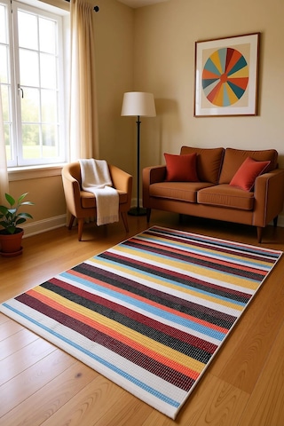 Blghome Renkli Çizgiler Modern Halı Dekoratif Kilim